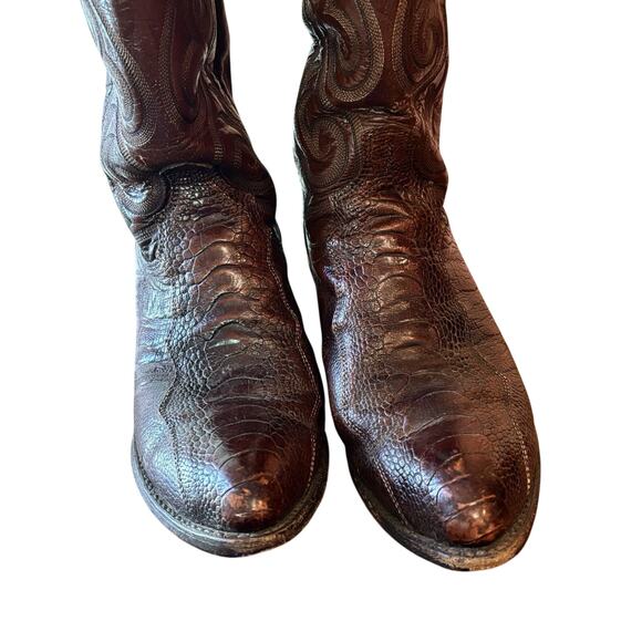 Dan Post Vintage Men’s Cowboy Boots Sz 8.5 EW Ostrich Leather Western Horses main image 9